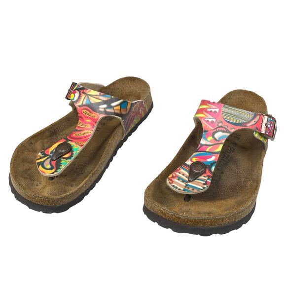 Papillio X Birkenstock Unisex Red Geometric Thong Sandal Size M 5 W 7 - Picture 6 of 10